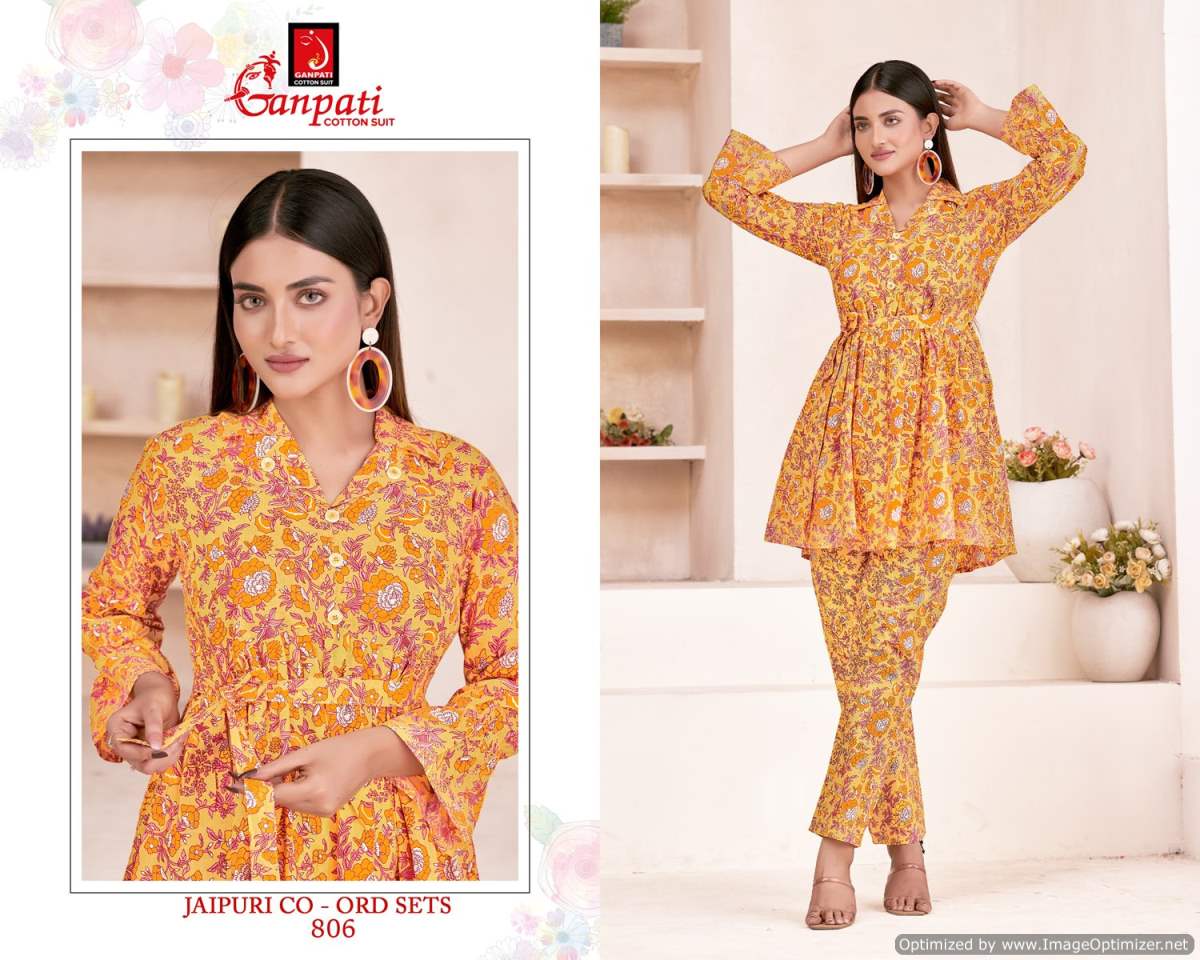 Jaipuri Vol 8 By Ganpati Heavy Pure Cotton Cord Set Top With Bottom Wholesale Shop In Surat